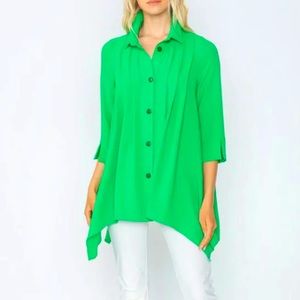 IC COLLECTION Green Button-Up Blouse